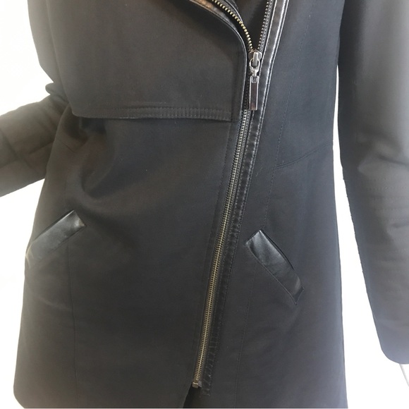 Promod Black Trench Style Long Jacket US 8 Medium - Picture 7 of 16